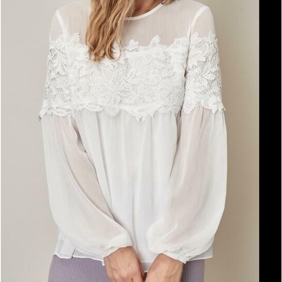 EXPRESS LIGHT PINK CHIFFON LACE BABY DOLL TOP SIZE MEDIUM - Picture 7 of 7